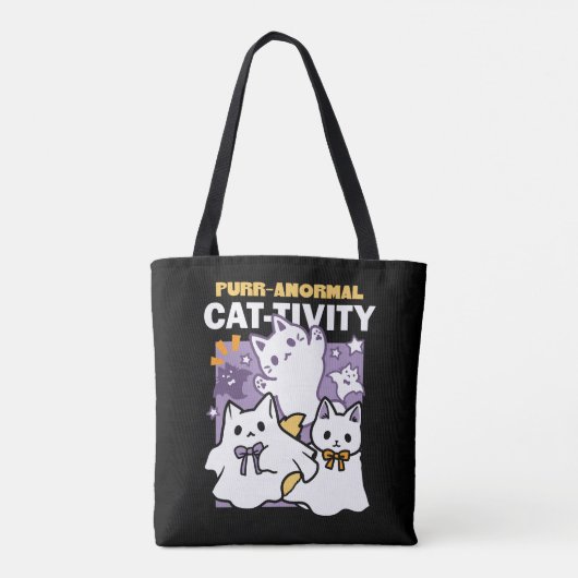 Tote Bag Purr-anormal Cat-tivity - Halloween Cat Design (Dos)