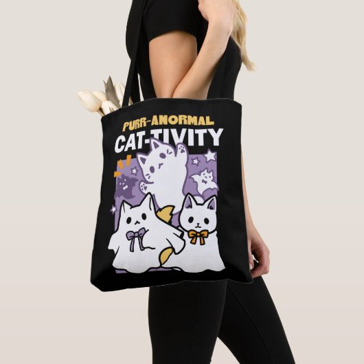 Tote Bag Purr-anormal Cat-tivity - Halloween Cat Design (De près)