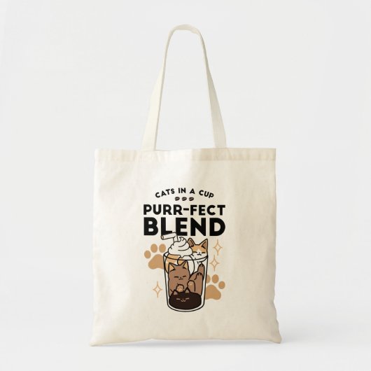 Tote Bag Purr-fect Blend : Cat and Coffee Art for Pet Lover (Devant)
