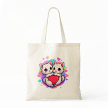 Purrfect Love : Kawaii Couple Chats avec Coeur