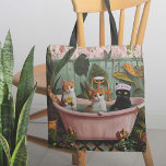 Tote Bag Purrs et bulles : Une scène de bain chatte<br><div class="desc">Sac fourre-tout Purrs and Bubbles - Style avec ce design kitsch et maximaliste de sac fourre-tout. Pleine de couleurs vives et de détails ludiques, cette illustration de trois chats fantaisistes dans une charmante baignoire à carottes ajoute une touche unique et délicieuse à votre entrée. Parfait pour créer une ambiance joyeuse...</div>