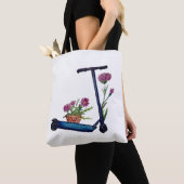 Tote Bag Push Scooter & Fleurs Aquarelle Art Fourre-tout (De près)