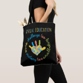Tote Bag Puzzle de la Sensibilisation sur l'autisme des ens (De près)