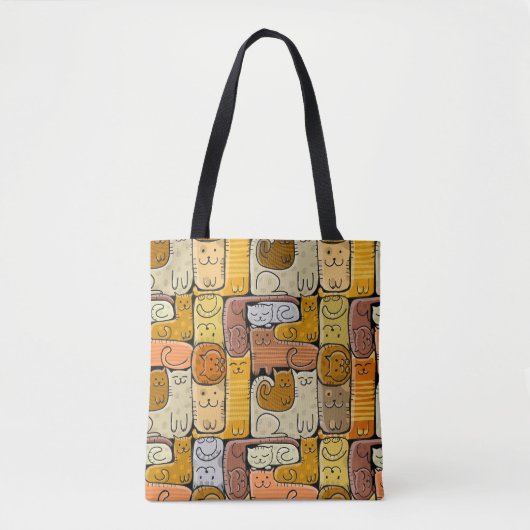 Tote Bag Puzzle Funny Chats House sans joint (Devant)