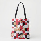 Tote Bag Puzzle Red Black Gold Pattern (Devant)