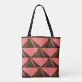 Tote Bag Pyramide aztèque orange-foncé sur le rouge (Dos)