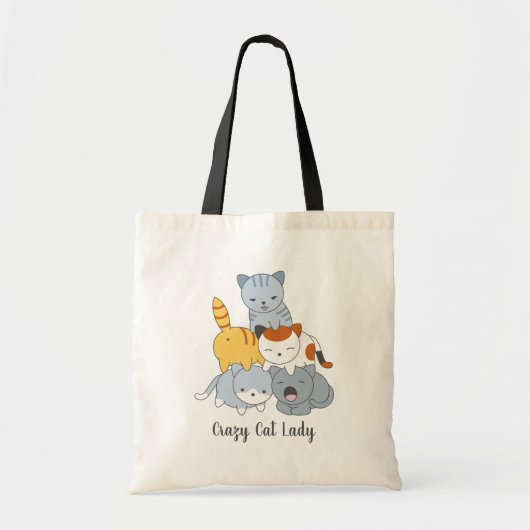 Tote Bag Pyramide de chat - Groupe de Chats, Crazy Cat Lady (Devant)