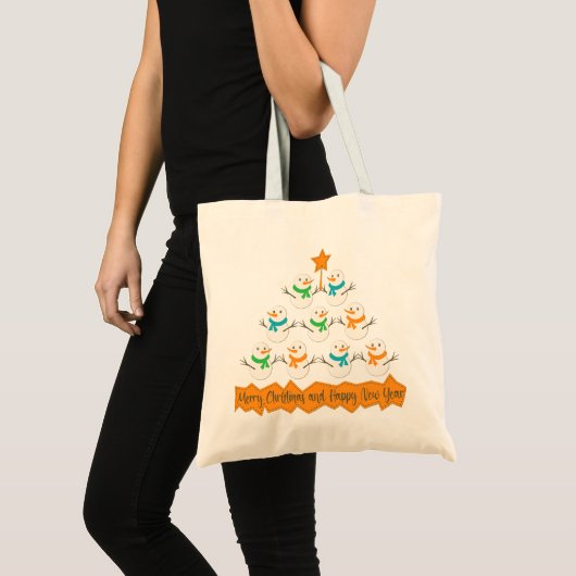 Tote Bag Pyramide des sapins de Noël faite de bonhommes de  (Devant (produit))