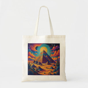 Tote Bag Pyramide égyptienne psychédélique paysage art
