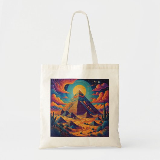 Tote Bag Pyramide égyptienne psychédélique paysage art (Devant)