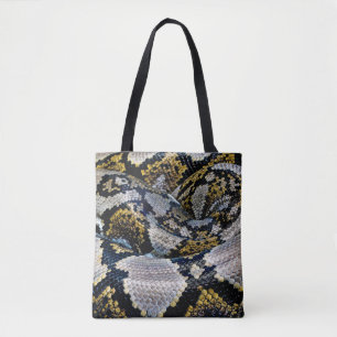 Tote Bag Python noir, jaune et gris