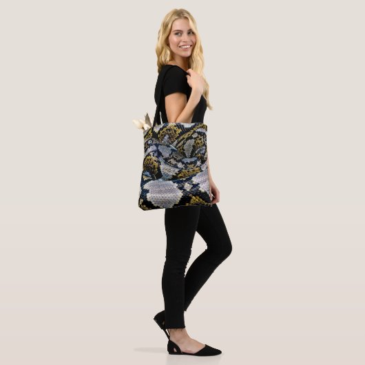 Tote Bag Python noir, jaune et gris (Sur le modèle)
