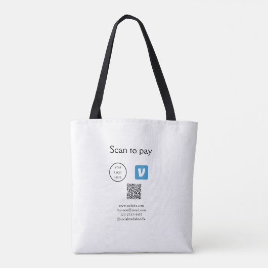 Tote Bag Q R code venmo scanner pour payer ajouter le logo  (Dos)