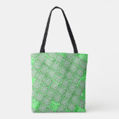 Tote Bag Quadradas, faux azulejo, faux folhagens verdes. (Dos)