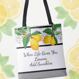 Tote Bag Quand la vie vous donne des citrons Citron gris