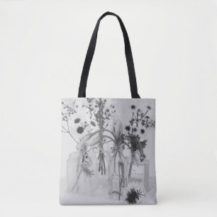 Tote Bag Quatre Bouteilles Et Fleurs Blanches