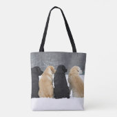 Tote Bag Quatre Chiens du Labrador en neige (Dos)