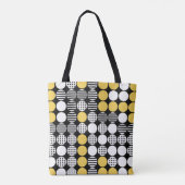Tote Bag Quatre En Ligne - Design Point - Noir, Blanc, Jaun (Dos)
