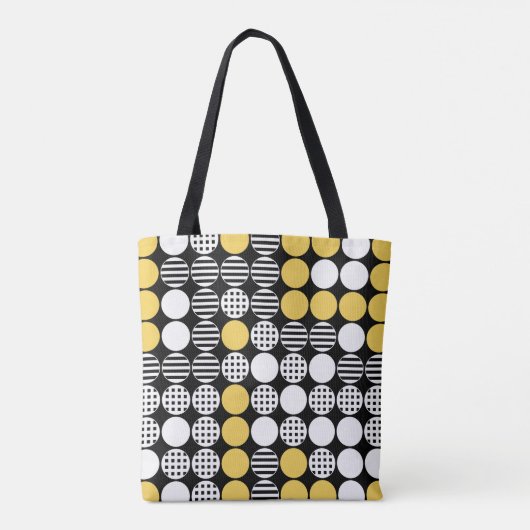 Tote Bag Quatre En Ligne - Design Point - Noir, Blanc, Jaun (Dos)