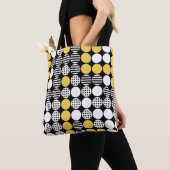 Tote Bag Quatre En Ligne - Design Point - Noir, Blanc, Jaun (De près)
