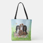 Tote Bag Quatre Espagnols Cavalier Roi Charles en Fleurs   (Dos)
