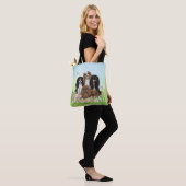 Tote Bag Quatre Espagnols Cavalier Roi Charles en Fleurs   (Sur le modèle)