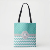 Tote Bag Quatrefoil turquoise Grey Chevron (Devant)