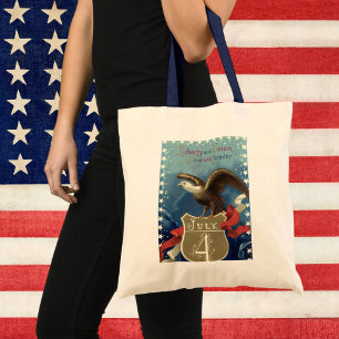 Tote Bag Quatrième juillet patriotique vintage, aigle avec