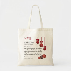 Tote Bag QUE LE SEIGNEUR VOUS BÉNISSE   Monogramme de Noël
