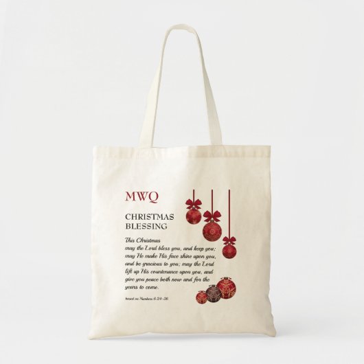 Tote Bag QUE LE SEIGNEUR VOUS BÉNISSE | Monogramme de Noël (Devant)