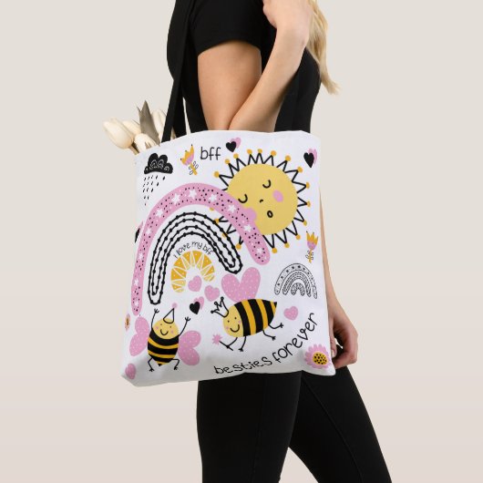Tote Bag Queen Bees Meilleurs amis pour toujours mignonne B (De près)