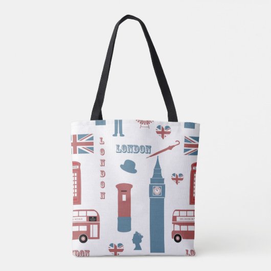 Tote Bag Queen Elizabeth Et London Icons Design (Dos)