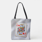 Tote Bag Queen of Hearts On White Satin Fabric (Dos)