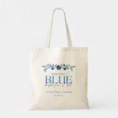 Tote Bag Quelque chose de Fête des mariées bleue Bridesmaid (Dos)