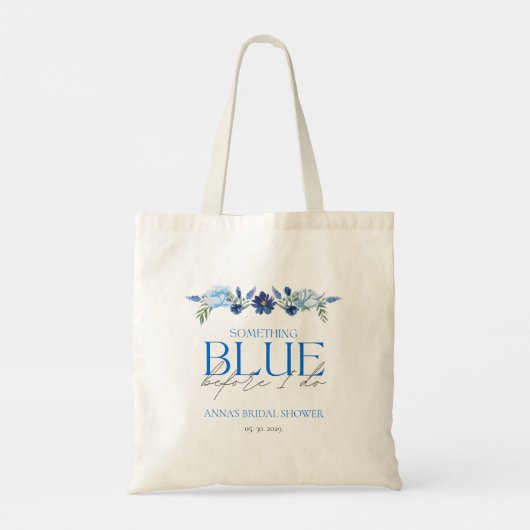 Tote Bag Quelque chose de Fête des mariées bleue Bridesmaid (Dos)