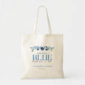 Tote Bag Quelque chose de Fête des mariées bleue Bridesmaid (Devant)