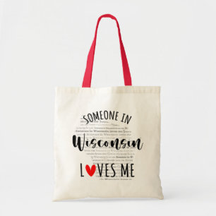 Tote Bag Quelqu'Un Dans Le Wisconsin M'Aime Votre Nom Perso