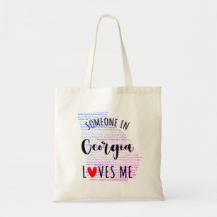 Tote Bag Quelqu'Un En Géorgie M'Aime Votre Nom Personnalisé