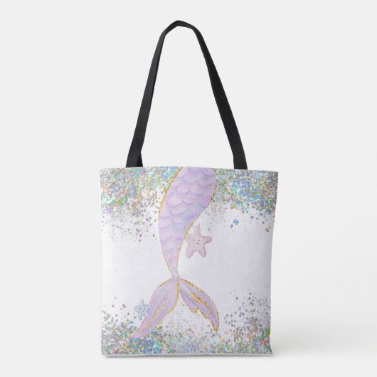 Tote Bag Queue de sirène de Parties scintillant en aquarell (Dos)