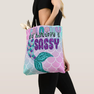 Tote Bag Queue de sirène rose violet vert Splashy Sassy Fém