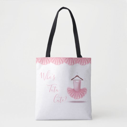 Tote Bag Qui est Tutu mignon Ballerina rose Fille Nom (Devant)