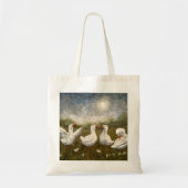 Tote Bag Quiet Quack: White Duck Starry Night Goose (Devant)