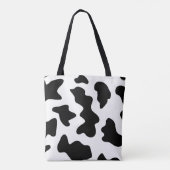 Tote Bag Quirky Cow Patch Pattern Pink Monogram (Dos)