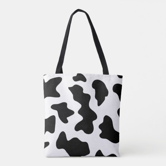 Tote Bag Quirky Cow Patch Pattern Pink Monogram (Dos)