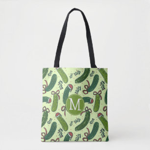 Tote Bag Quirky Festive Pickles de Noël Motif