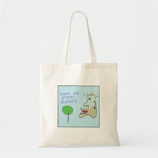 Tote Bag Quirky Illustrated Eat Green Balloons (Devant)
