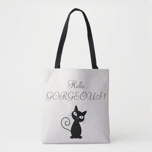 Tote Bag Quirky Whimsical Black Cat Glittery-Bonjour magnif (Devant)