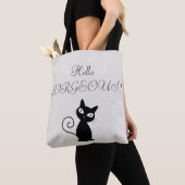 Tote Bag Quirky Whimsical Black Cat Glittery-Bonjour magnif (De près)