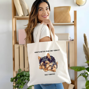 Tote Bag Quoi de mieux qu'un yorkie ? Deux yorkies !
