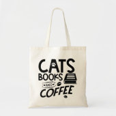 Tote Bag Quota de Cats Books Coffee Typografy Bookworm (Devant)